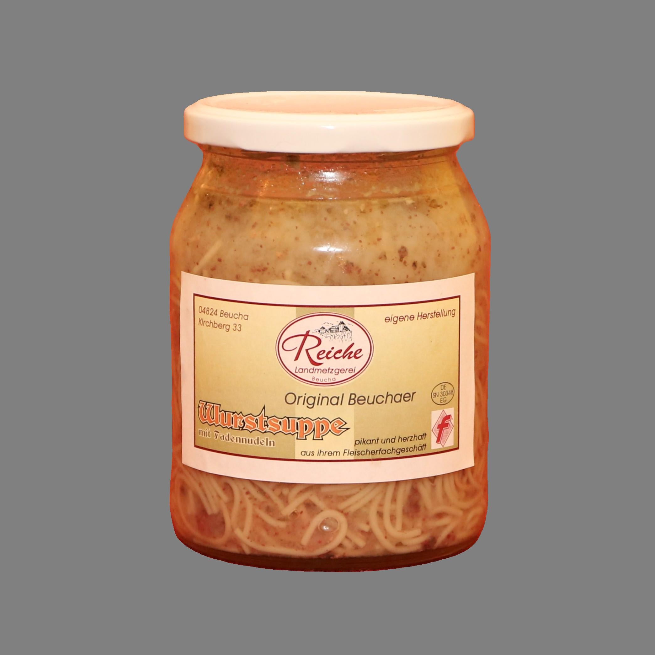 Original Beuchaer Wurstsuppe, mit Fadennudeln,ca. 620g